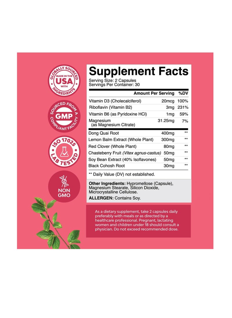 Nature's Craft - Complete Herbal Menopause Supplement for Women 30 Capsules - Image 1