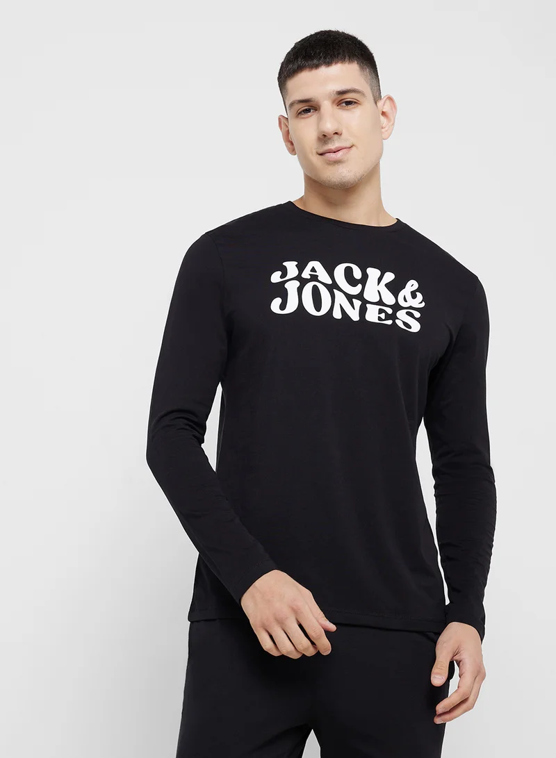 JACK & JONES Logo Crew Neck T-Shirt & Pants Set