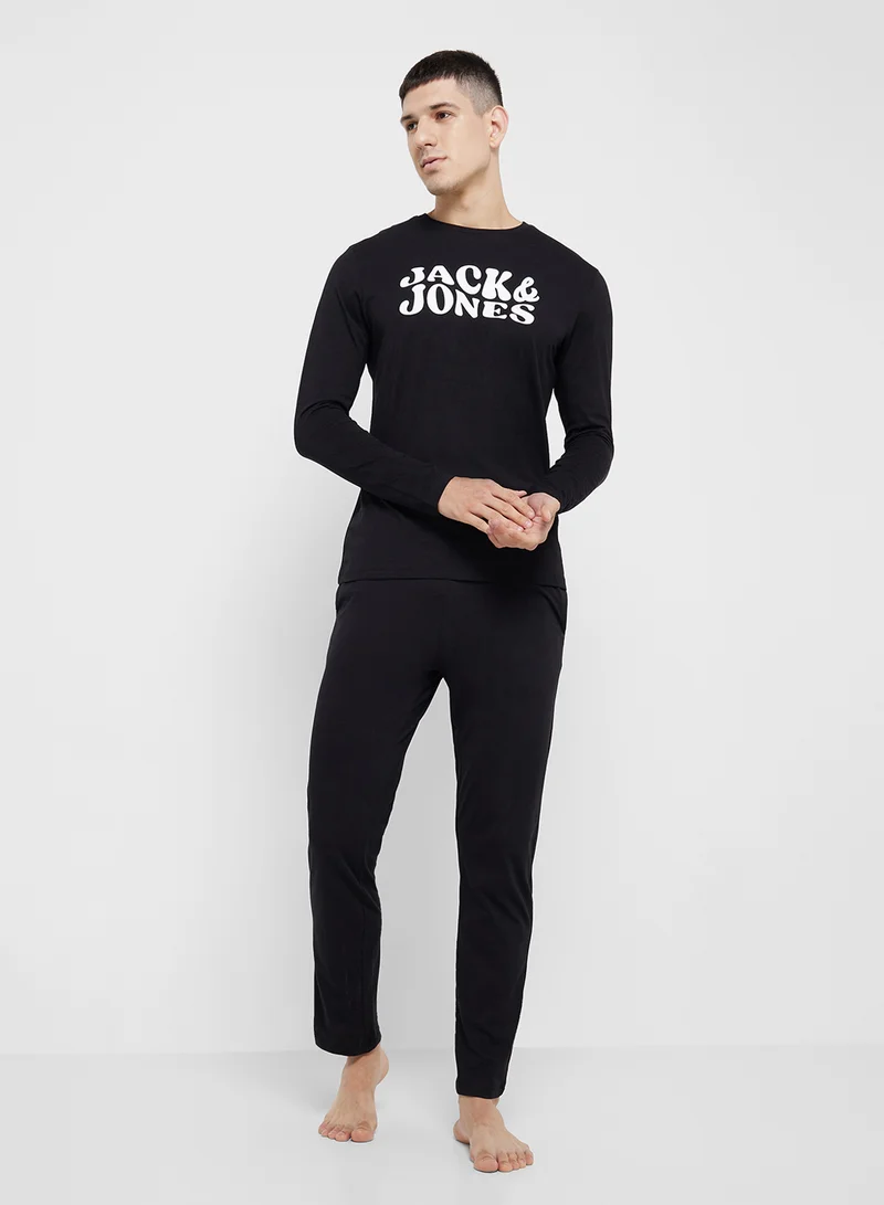 JACK & JONES Logo Crew Neck T-Shirt & Pants Set