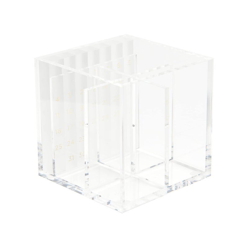russell+hazel Acrylic Perpetual Calendar and Pencil Bloc Two Compartment Pen Cup, Office Supplies, Clear, 4â€ x 4â€ - Image 3