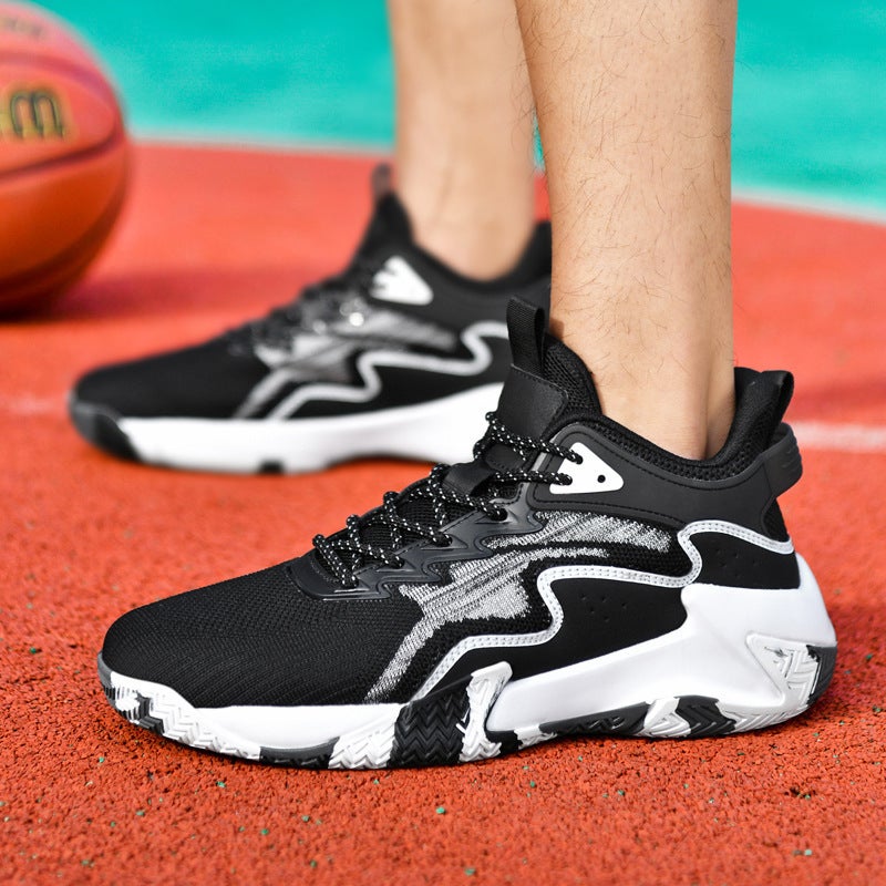 New Practical Sports Large Size Basketball Shoes For Boys Mid-Top Cement Floor Wear-Resistant And Sound-On Student Sports Shoes - Image 4