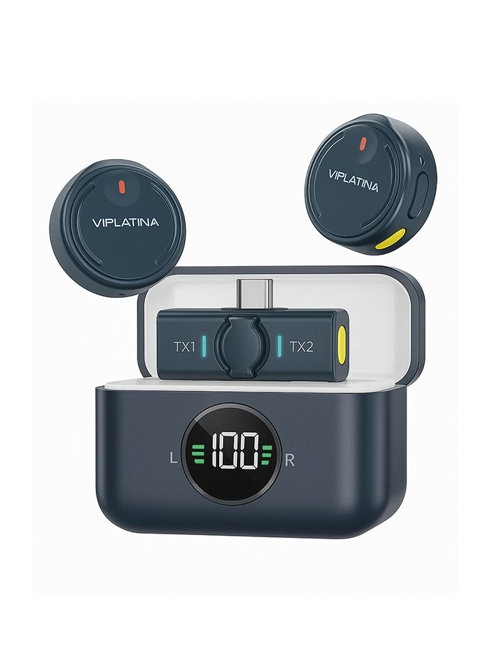 Generic VIPLATINA  VR11 WIRELESS MIC, HD Sound Quality, USB-C Port with Mic 7H+Box 24H Battery Life, Wireless Lavalier Microphone for iPhone/Android, With Lightning/USB-C Plug-Play wireless microphones with Noises Cancellation, Omnidirectional Condenser Mic for Video Recording, Podcast, Vlog  - Image 2