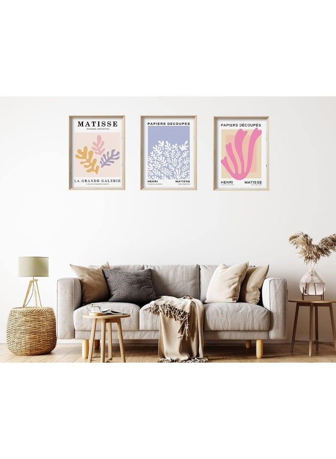 Home Trove Upwoigh Framed Wall Art, Henri Matisse Canvas Wall Art, 30X40Cm Mid Century Gallery Wood Bohemia Wall Decor Prints Artworks For Living Room Bedroom, Plant Neutral Wall Decor Set Of 3  - Image 2