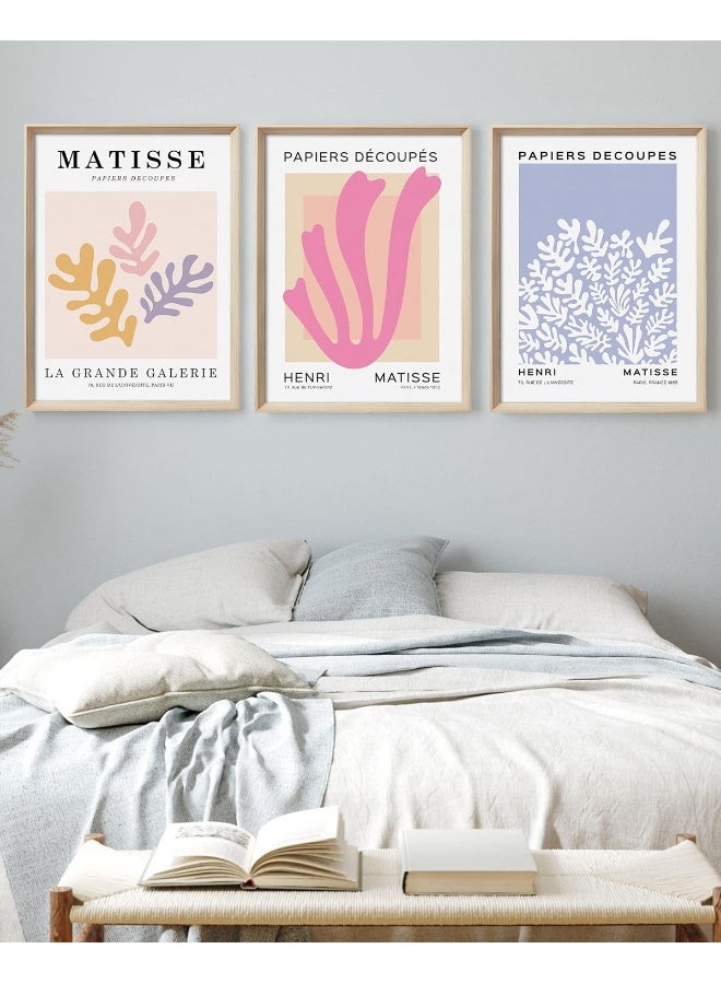 Home Trove Upwoigh Framed Wall Art, Henri Matisse Canvas Wall Art, 30X40Cm Mid Century Gallery Wood Bohemia Wall Decor Prints Artworks For Living Room Bedroom, Plant Neutral Wall Decor Set Of 3  - Image 4