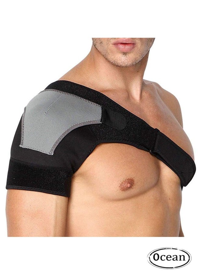 Ocean Shoulder Support Brace with Pressure Pad for Men and Women, Shoulder Brace for Torn Rotator Cuff, Tendonitis, Dislocation, AC Joint, Bursitis, Fitness Sports Adjustable Siz, Fits Right Shoulder  - Image 1