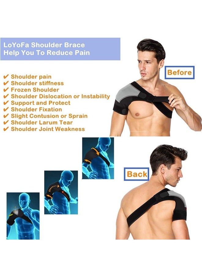 Ocean Shoulder Support Brace with Pressure Pad for Men and Women, Shoulder Brace for Torn Rotator Cuff, Tendonitis, Dislocation, AC Joint, Bursitis, Fitness Sports Adjustable Siz, Fits Right Shoulder  - Image 3