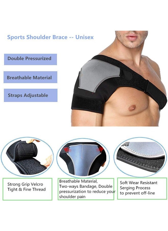 Ocean Shoulder Support Brace with Pressure Pad for Men and Women, Shoulder Brace for Torn Rotator Cuff, Tendonitis, Dislocation, AC Joint, Bursitis, Fitness Sports Adjustable Siz, Fits Right Shoulder  - Image 2