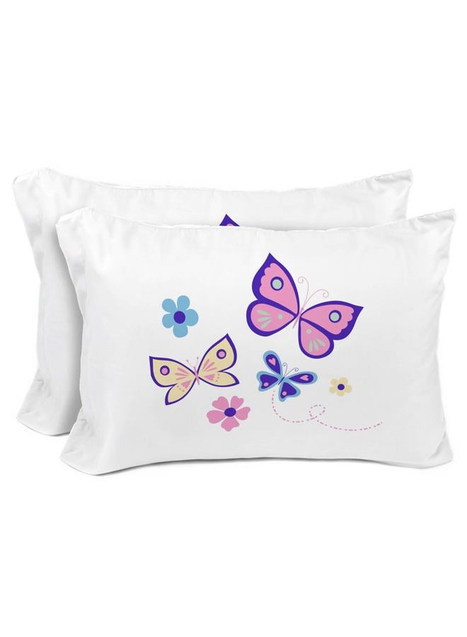 Sunny Side Up Flutter 2 Pack Reversible Pillowcases - Double Sided Pillow Covers, Kids Super Soft Buttergly & Floral Bedding - Image 1