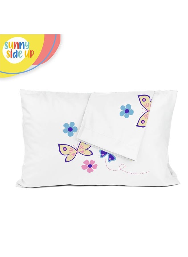 Sunny Side Up Flutter 2 Pack Reversible Pillowcases - Double Sided Pillow Covers, Kids Super Soft Buttergly & Floral Bedding - Image 5