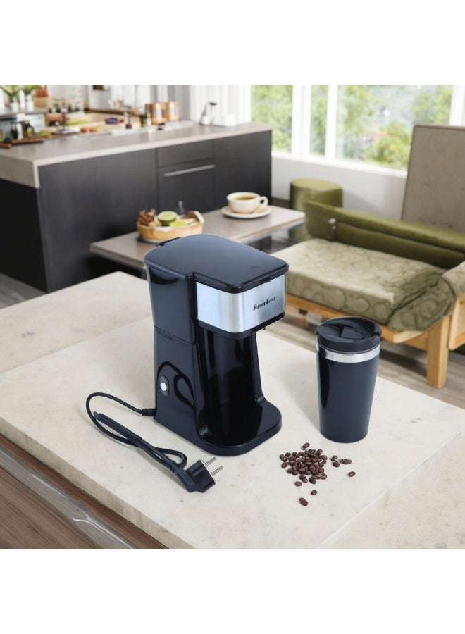 Silver Love SC-1102 Coffee Maker and Travel Mug Set, Single Serve Coffee Brewer, Compact Kitchen Appliance, Fast Heating Technology, Perfect for Home and Work - Image 2