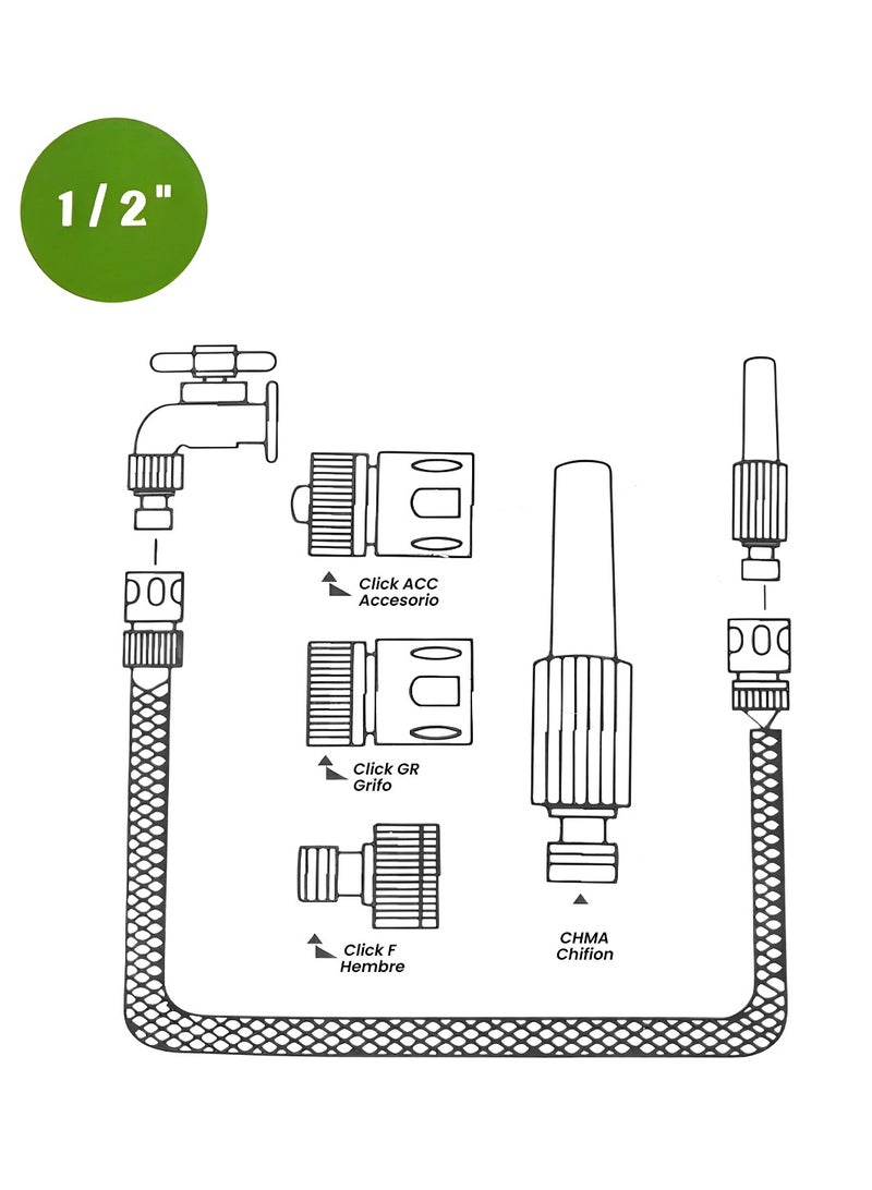Safi Wax Professional Garden Hose Pipe 15M, 1/2 Inch Heavy Duty Water Hose with Spray Nozzle & Quick Connectors, Flexible Leak-Proof Hose for Garden Watering, Car Washing & Outdoor Use - Image 3