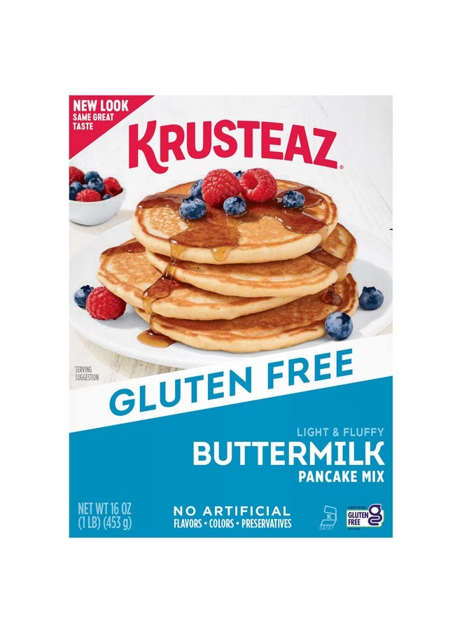 Krusteaz Krusteaz Gluten Free Buttermilk Pancake Mix, Light & Fluffy, 16 Oz Boxes (Pack of 8)  - Image 1