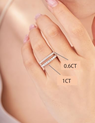 IMOLOVE Moissanite Wedding Band Wedding Rings for Women 925 Sterling Silver Rings with 18K White Gold Plated Eternity Stackable Engagement Ring Anniversary Band Size 6-ET - Image 5