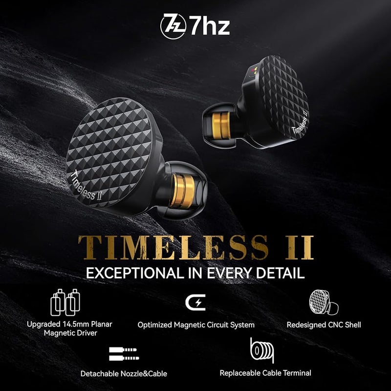Linsoul 7Hz Timeless II in Ear Monitor, Upgraded 14.5mm Planar Magnetic Driver IEM, Wired Earbuds, with Tunable Nozzle and 7N OCC IEM Cable for Musician Audiophile (Timeless II) - Image 3