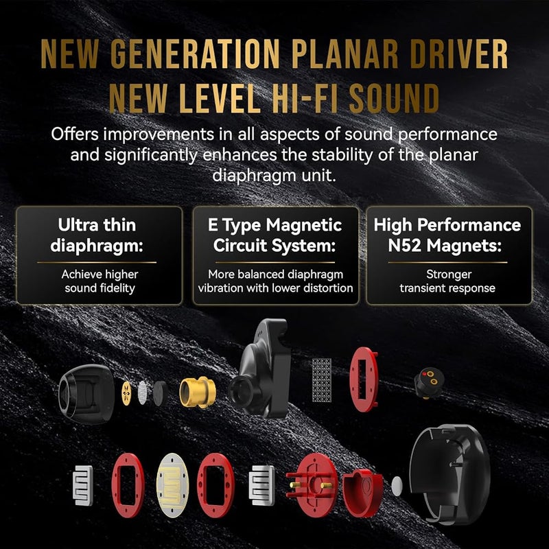 Linsoul 7Hz Timeless II in Ear Monitor, Upgraded 14.5mm Planar Magnetic Driver IEM, Wired Earbuds, with Tunable Nozzle and 7N OCC IEM Cable for Musician Audiophile (Timeless II) - Image 4