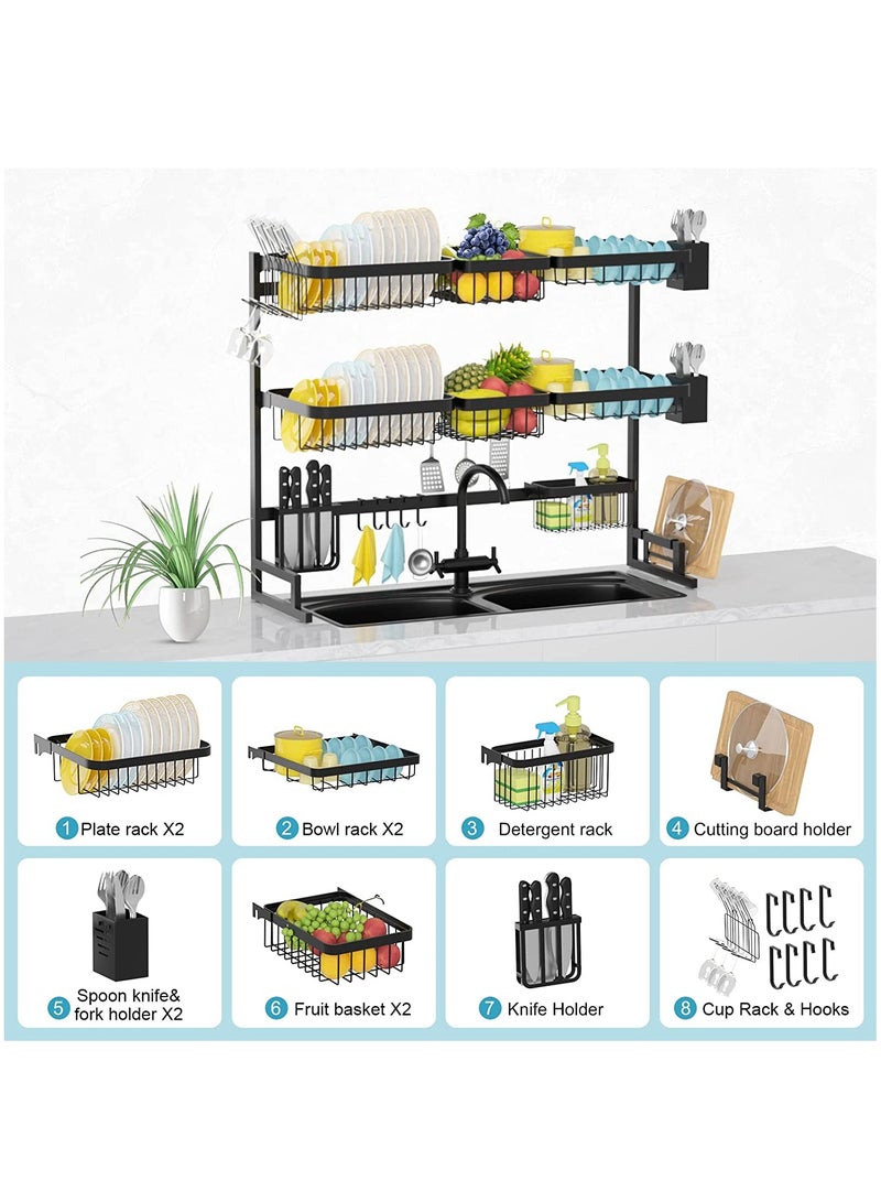DubaiGallery 3 Layer Over The Sink Dish Drying Rack Organizer Black - Image 3