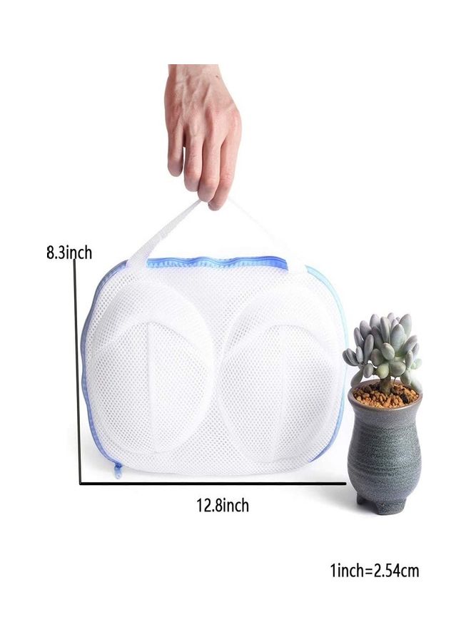 Laundry Bag for Bras, Mesh Wash Bag, Bras Lingerie Washing Bags for Delicate , Travel Storage with Zipper blue and white 31x17.5cm - Image 3