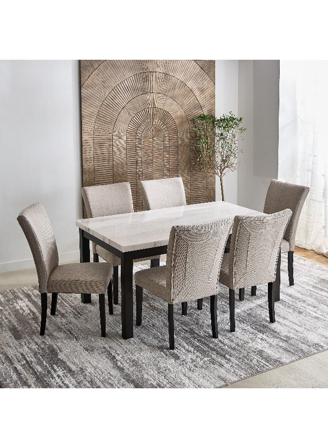 Home Box طاولة طعام 6 مقاعد من أورلاندو NXT مع سطح من الرخام الأصلي - Image 1