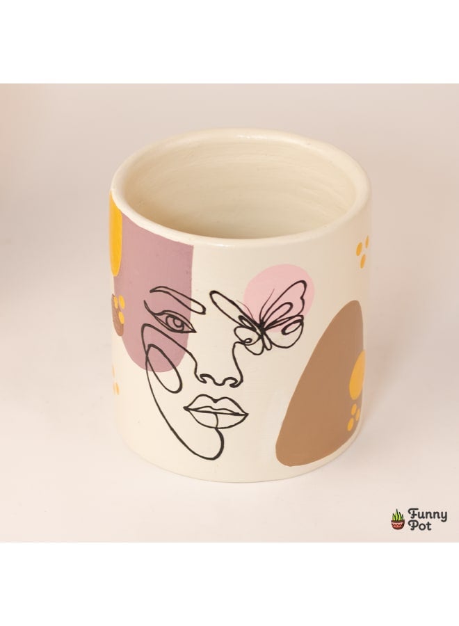 Handmade pottery empty pot - white - 10*10 cm