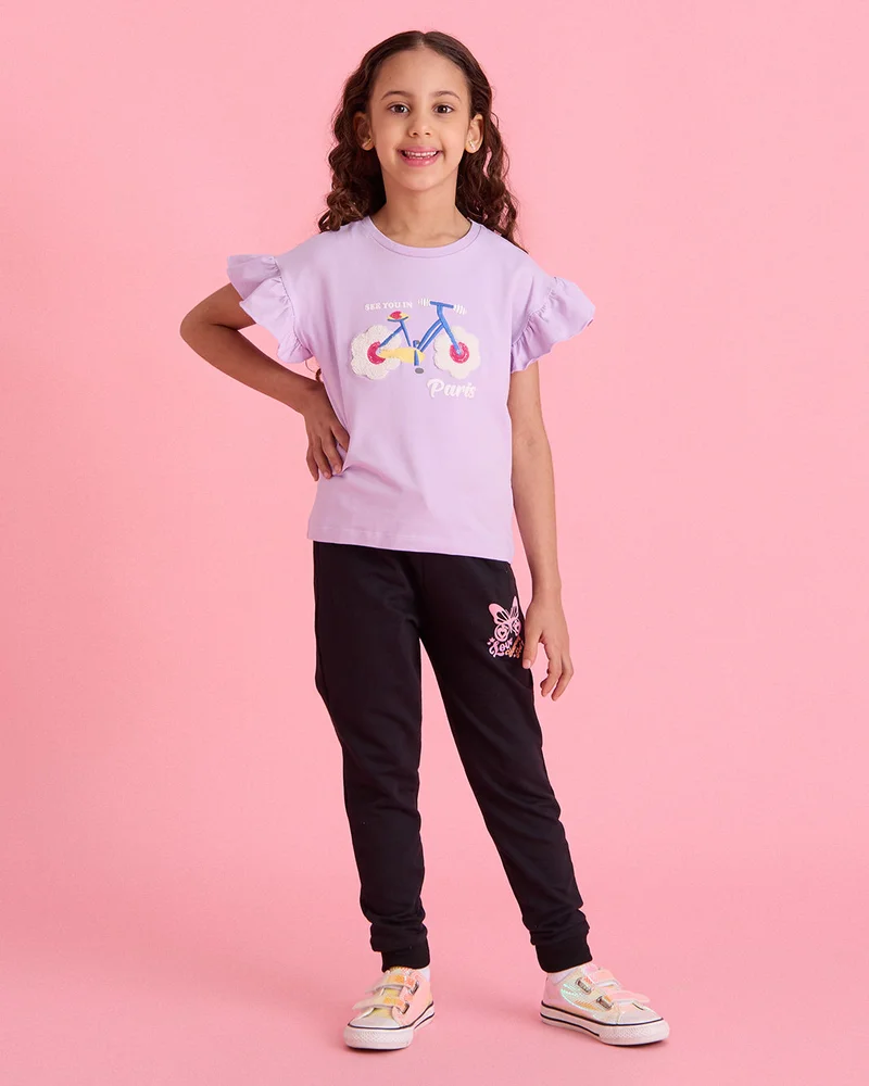 ردتاغ Girls Black Printed Track Pants