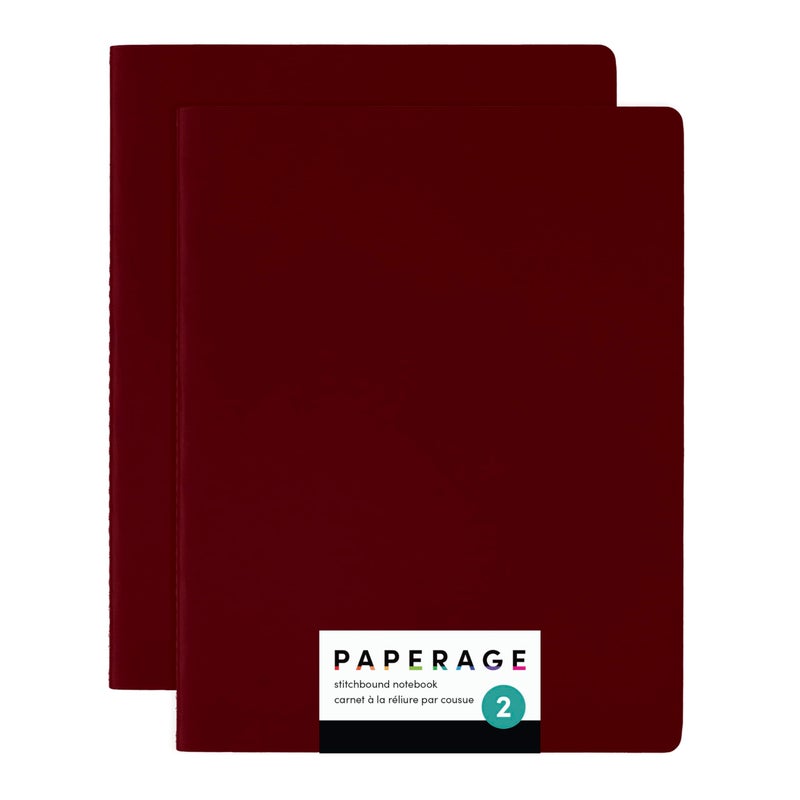 PAPERAGE Soft Cover Blank Journal Notebook, 2 Pack, (Burgundy), 100 Pages, Large 7.5 inches x 9.5 inches, Ideal for Sketch Book, Note Taking & Travel Journal - Image 1