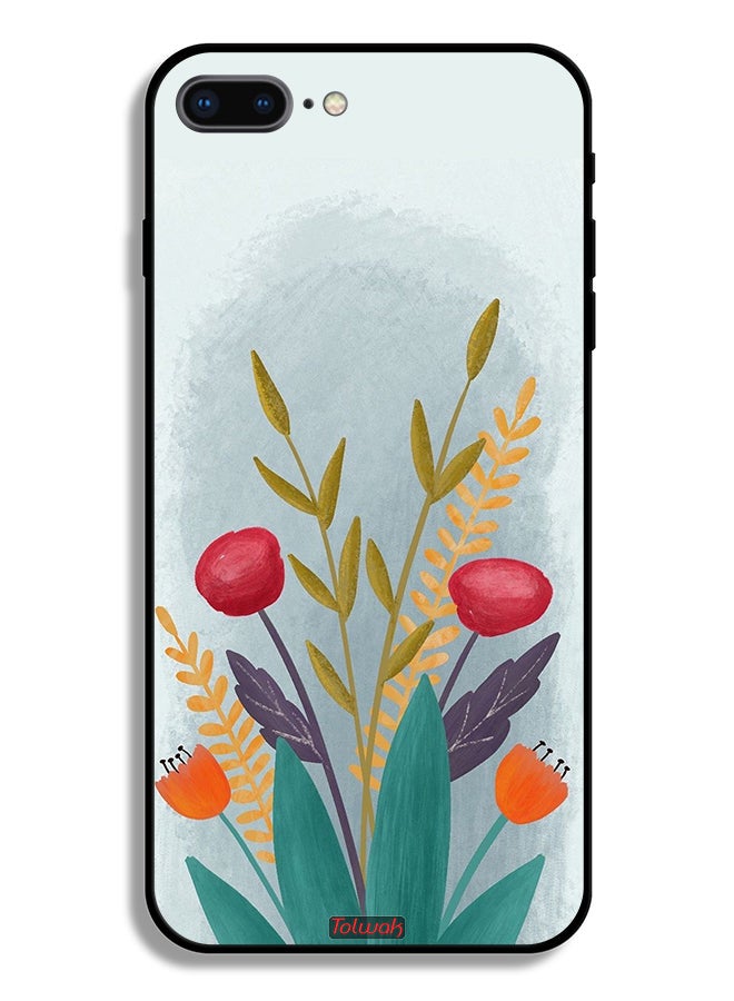 Tolwak Apple iPhone 8 Plus Protective Case Plants Drawing Art - Image 2