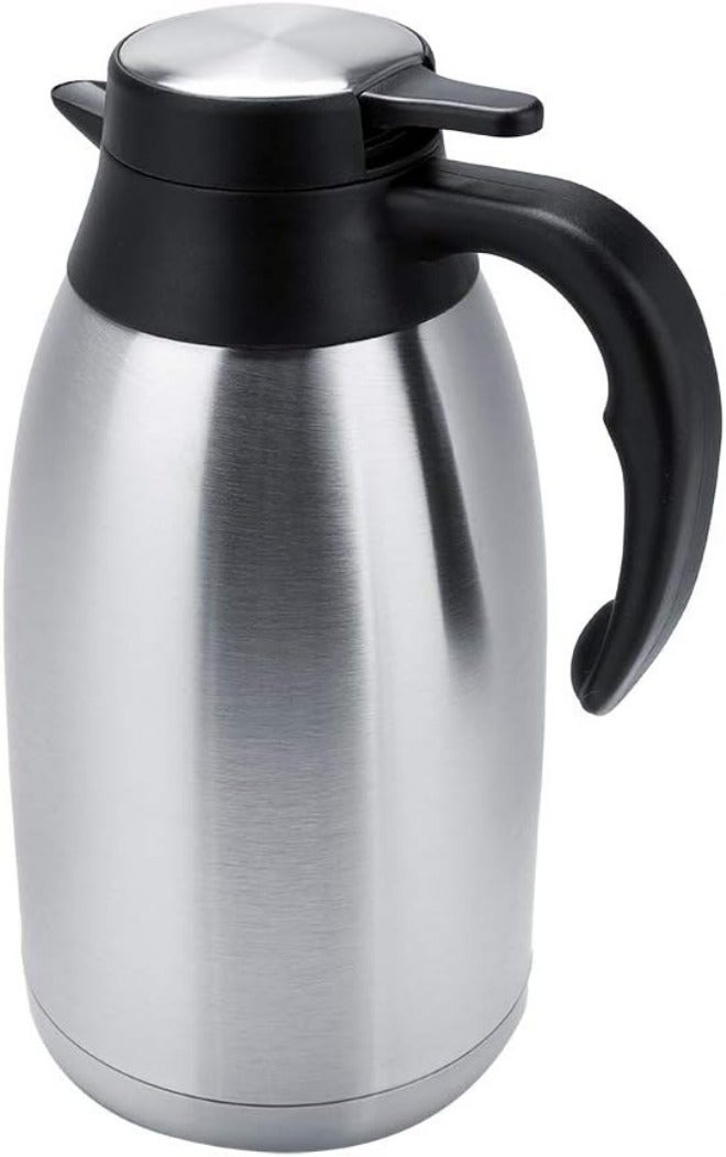 Zerodis Stainless Steel Coffee Carafe Thermal Carafes Airpot Insulated Thermal Pot with Large Mouth Spout Button Pouring Suitable for Home Office Storing Tea Coffee Water Stainless Steel (2L) - Image 3