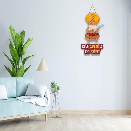 Art Monk Keep Clam Do Yoga Decorative Wall Hanging Wooden Art item for Living Room Bedroom Home Decor Gifts Quotes Decor Item Wall Art For Hall Mdf Wall Decoration - Image 3