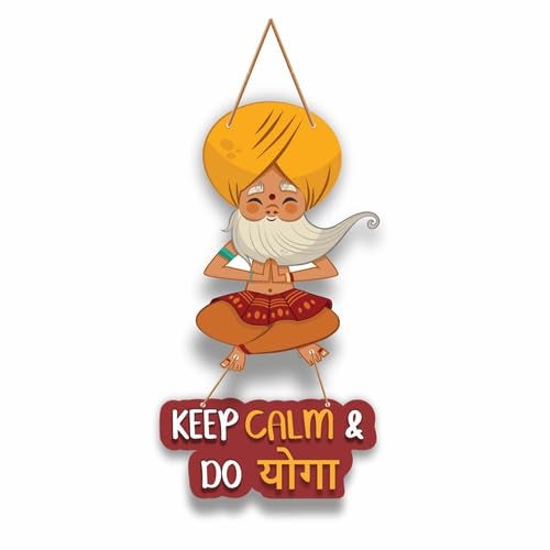 Art Monk Keep Clam Do Yoga Decorative Wall Hanging Wooden Art item for Living Room Bedroom Home Decor Gifts Quotes Decor Item Wall Art For Hall Mdf Wall Decoration - Image 1