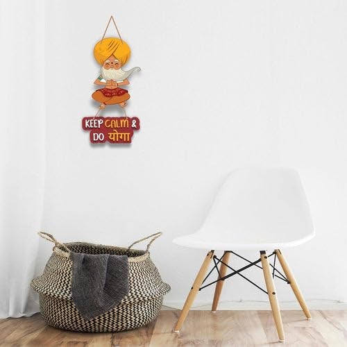 Art Monk Keep Clam Do Yoga Decorative Wall Hanging Wooden Art item for Living Room Bedroom Home Decor Gifts Quotes Decor Item Wall Art For Hall Mdf Wall Decoration - Image 2