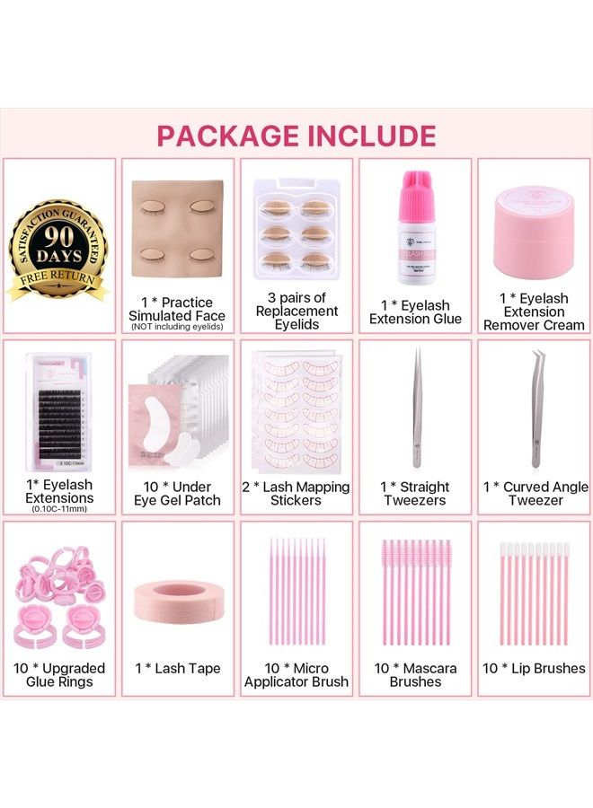Pretty memory مجموعة لوازم تمديد الرموش - مجموعة تمديد الرموش، رأس دمية للرموش مع جفون قابلة للإزالة، مجموعة تدريب سيليكون لمكياج وزراعة الرموش - Image 2