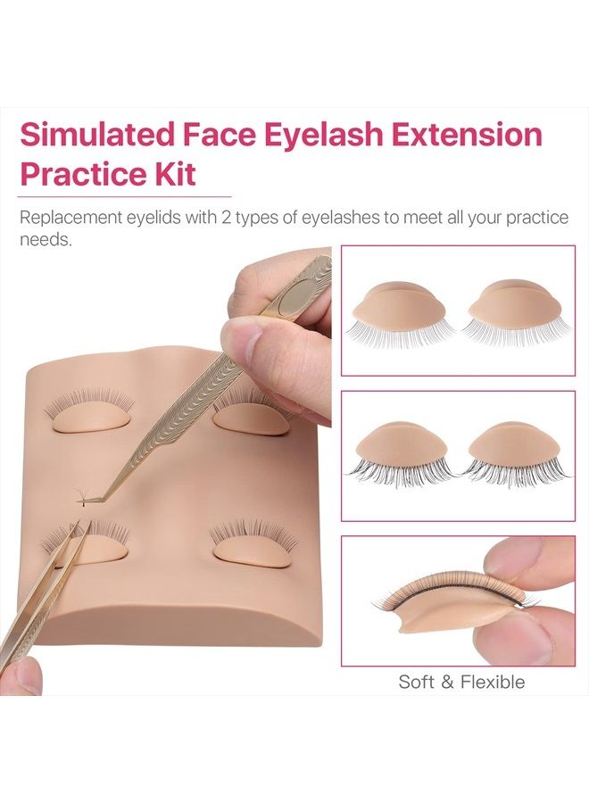 Pretty memory مجموعة لوازم تمديد الرموش - مجموعة تمديد الرموش، رأس دمية للرموش مع جفون قابلة للإزالة، مجموعة تدريب سيليكون لمكياج وزراعة الرموش - Image 3