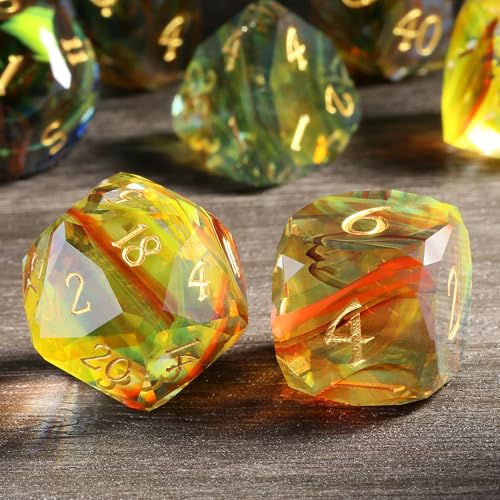 DNDND 7Piece Glass Dice Set Multifaceted Colorful DND Dice Tabletop Gaming Collectors Premium Gift Box Durable Design Colorful - Image 5