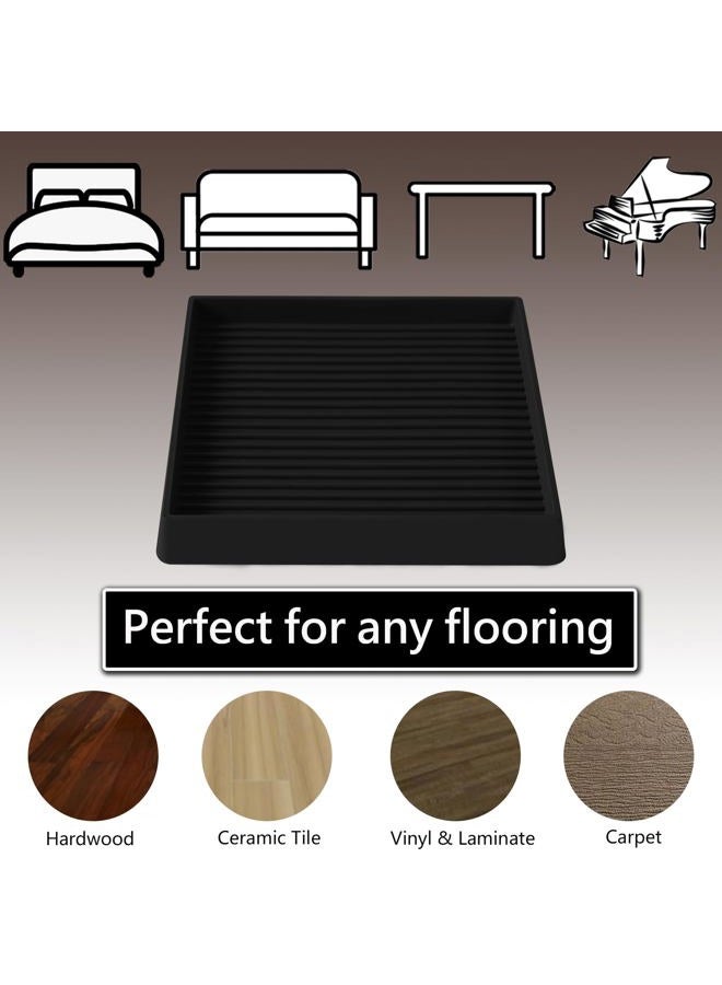 Jayen 4x4 Square Rubber Furniture Caster Cups, Anti-Sliding Furniture Pads Bed Stopper Floor Protectors with Grip - Protect Any Flooring - Image 2