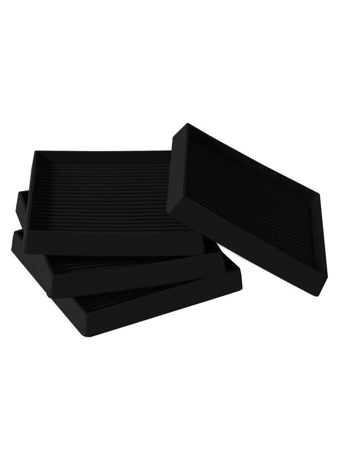Jayen 4x4 Square Rubber Furniture Caster Cups, Anti-Sliding Furniture Pads Bed Stopper Floor Protectors with Grip - Protect Any Flooring - Image 1