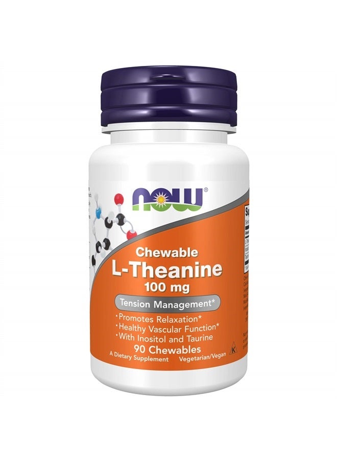 now Supplements, L-Theanine 100 mg with Inositol and Taurine, Tension Management*, 90 Chewables - Image 1