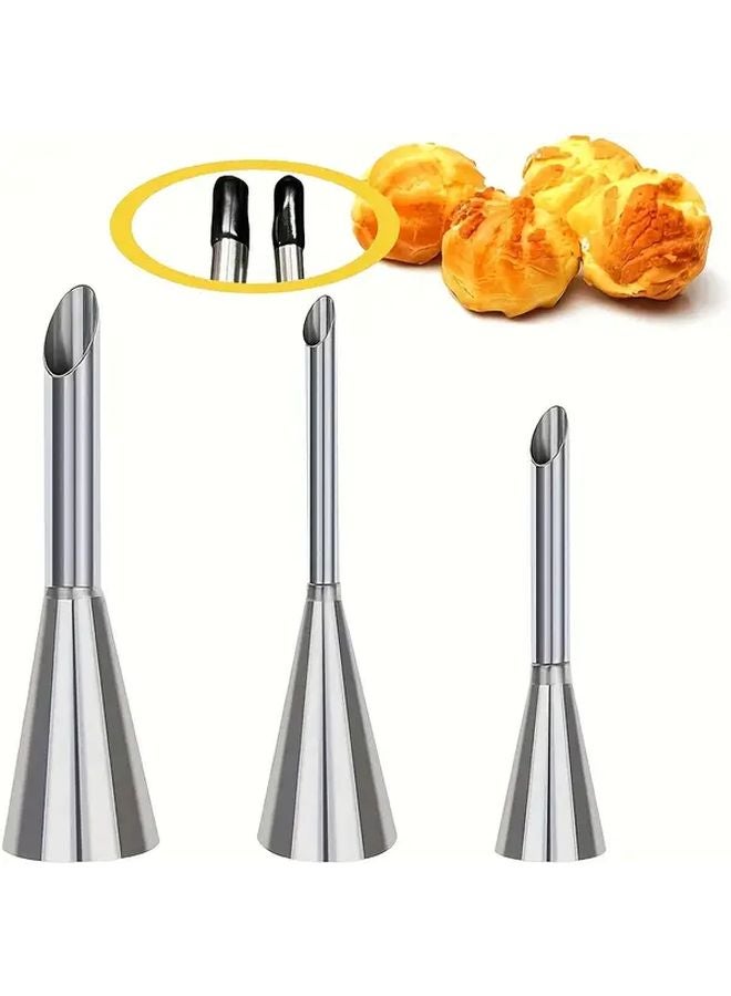 3pcs Puff Pastry Piping Nozzle Set For Frosting Buttercream Icing Cake Decorating - Image 1