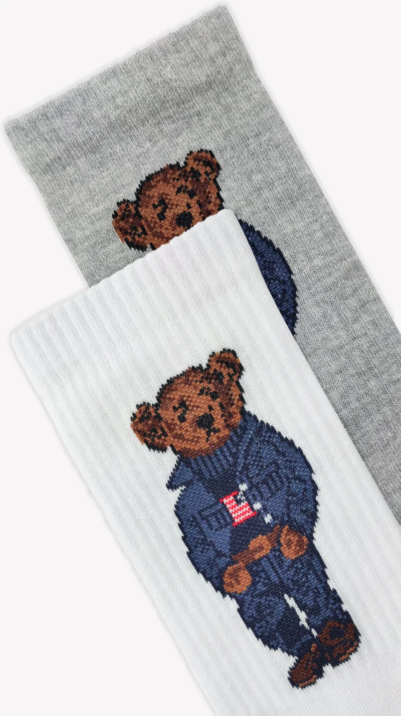 مونو سوكس 2 Pack Blue Teddy Bear Teddy Bear Patterned Tennis Socks