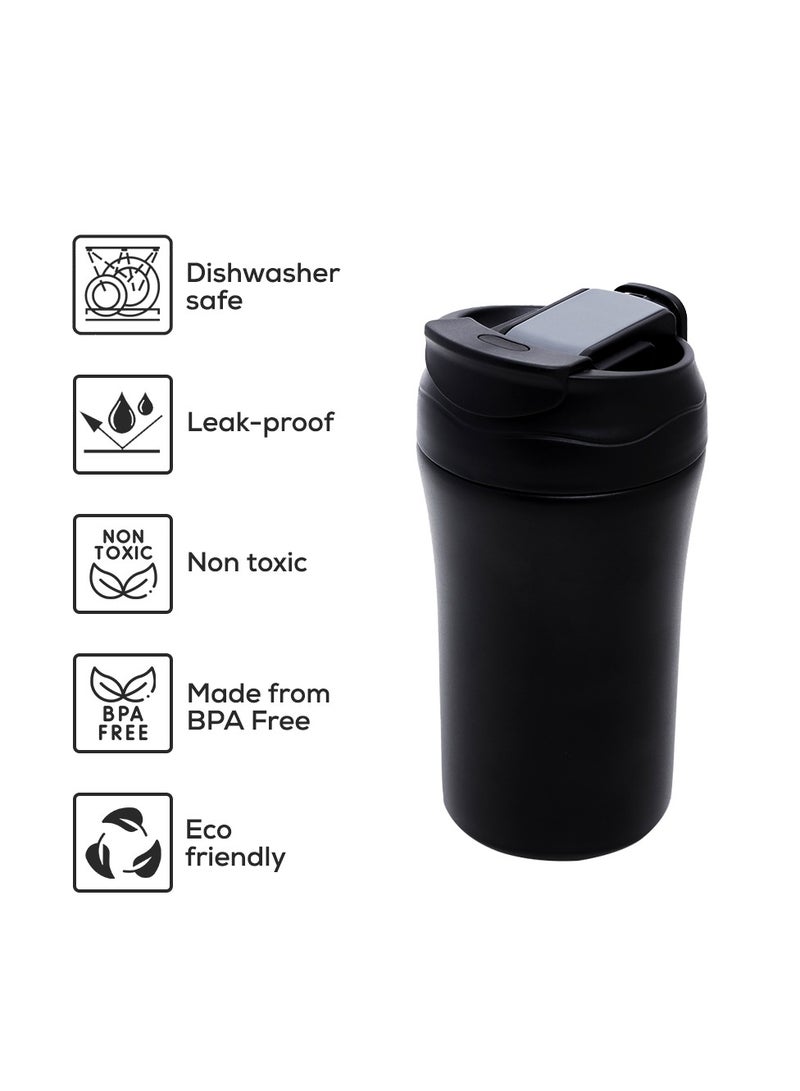 Eazy Kids Double Wall Insulated Tumbler Water Bottle - Black, 400Ml - Image 5