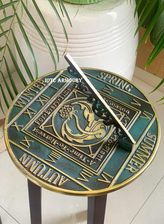 IOTC ARMOURY Brass Season Cycle Garden Sundial, Home & Garden Decor Vinatge Solid Brass with Verdigris Highlights - Birthday Gift, Wedding Gift, Couple Gift Sundial - Image 4