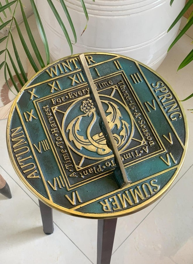 IOTC ARMOURY Brass Season Cycle Garden Sundial, Home & Garden Decor Vinatge Solid Brass with Verdigris Highlights - Birthday Gift, Wedding Gift, Couple Gift Sundial - Image 1