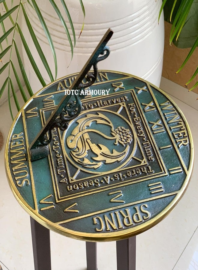 IOTC ARMOURY Brass Season Cycle Garden Sundial, Home & Garden Decor Vinatge Solid Brass with Verdigris Highlights - Birthday Gift, Wedding Gift, Couple Gift Sundial - Image 3