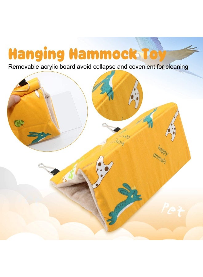 Generic Soft Bird Nest House - Hanging Hammock Velvet Shed Hut Cage Plush Fluffy Birds Hideaway Sleeping Bed Fuzzy for Parrot Parakeet Cockatiels Budgies Lovebird Medium (Yellow)  - Image 2
