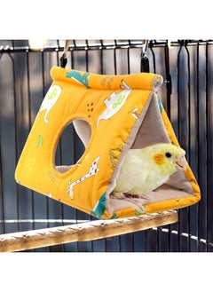 Generic Soft Bird Nest House - Hanging Hammock Velvet Shed Hut Cage Plush Fluffy Birds Hideaway Sleeping Bed Fuzzy for Parrot Parakeet Cockatiels Budgies Lovebird Medium (Yellow)  - Image 3