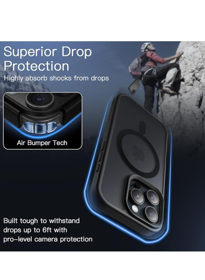 Magnetic Case for iPhone 16 Pro Max 6.9-Inch Compatible with MagSafe, Translucent Matte Back Slim Shockproof Phone Cover (Black) - Image 4