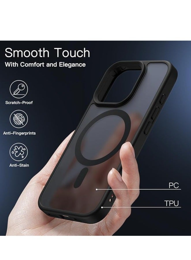 Magnetic Case for iPhone 16 Pro Max 6.9-Inch Compatible with MagSafe, Translucent Matte Back Slim Shockproof Phone Cover (Black) - Image 5