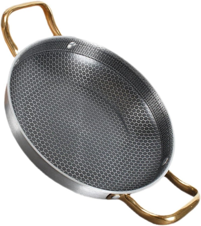 Valajogi 26Cm HonycombCast Iron Fry Pan Skillet with Double Handle Medium Induction Base Effortless Fried Fish Shrimp Nonstick Curry Pan SauteFish Pan15LCapcity - Image 1