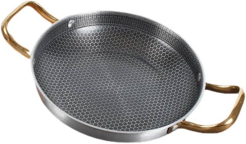 Valajogi 26Cm HonycombCast Iron Fry Pan Skillet with Double Handle Medium Induction Base Effortless Fried Fish Shrimp Nonstick Curry Pan SauteFish Pan15LCapcity - Image 4