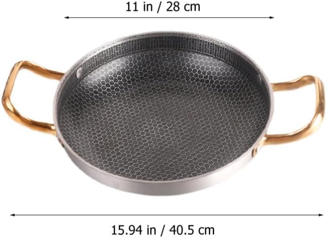 Valajogi 26Cm HonycombCast Iron Fry Pan Skillet with Double Handle Medium Induction Base Effortless Fried Fish Shrimp Nonstick Curry Pan SauteFish Pan15LCapcity - Image 2