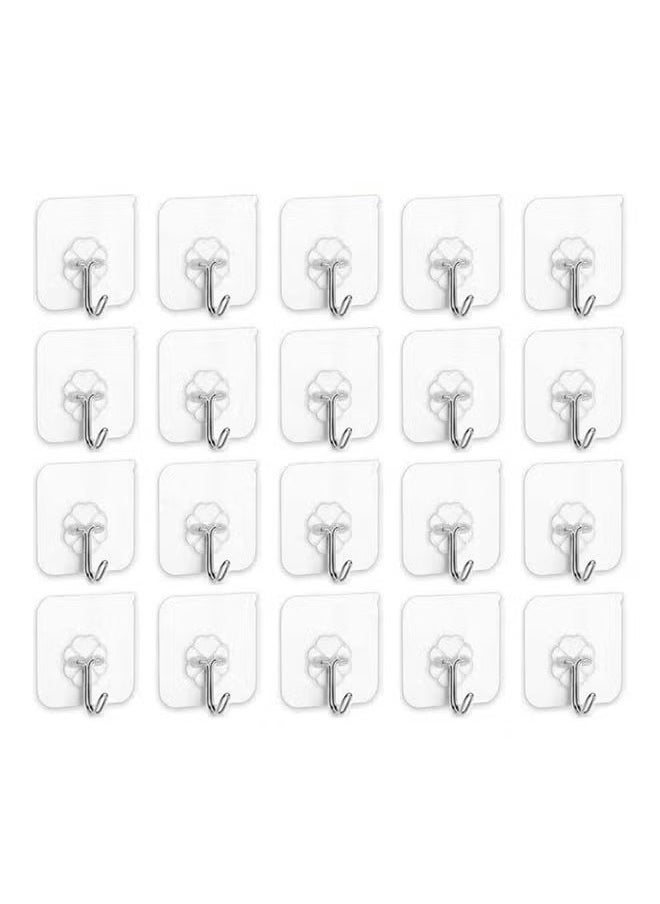 Generic 20-Piece Heavy Duty Wall Hooks Clear 6cm 